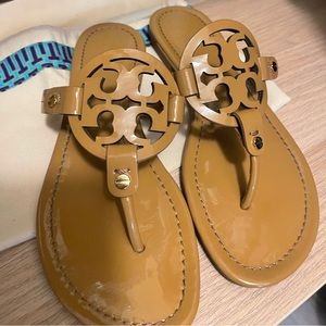 Authentic Tory Burch Miller Patent leather Sand